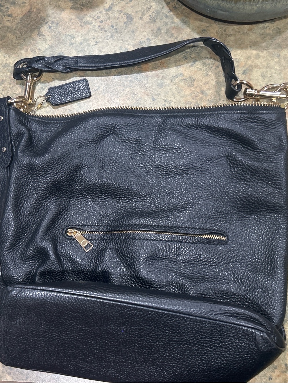 Coach Black Pebbled Leather Hobo